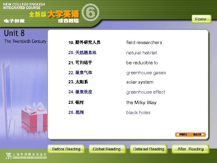 19. 野外研究人员 field researchers 20. 天然栖息地 natural habitat 21. 可归结于 be reducible to 22.