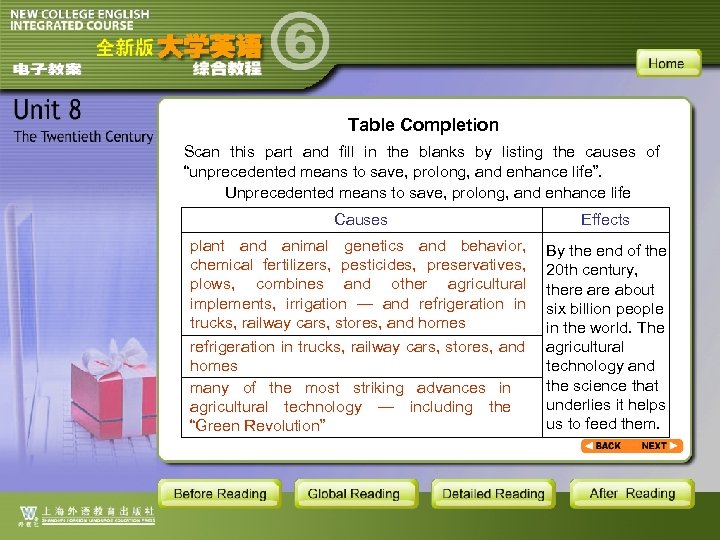 Table Completion Scan this part and fill in the blanks by listing the causes