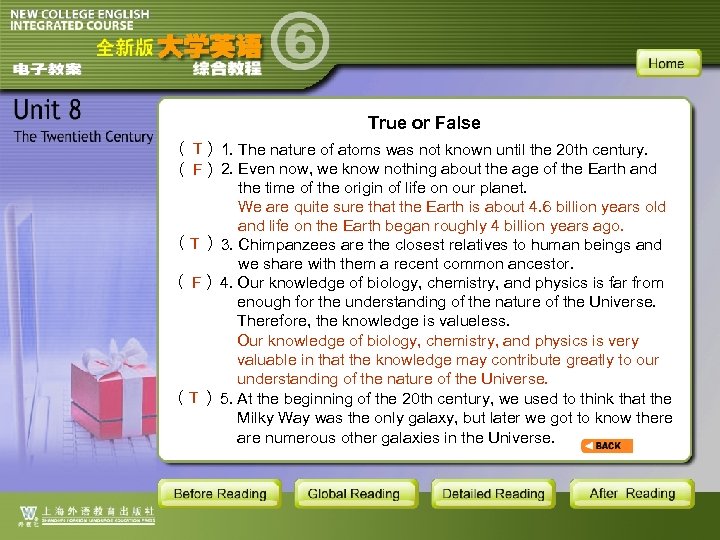True or False ( T ) 1. The nature of atoms was not known