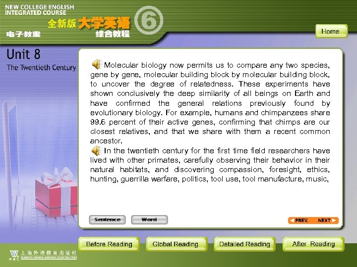 Molecular biology now permits us to compare any two species, gene by gene, molecular