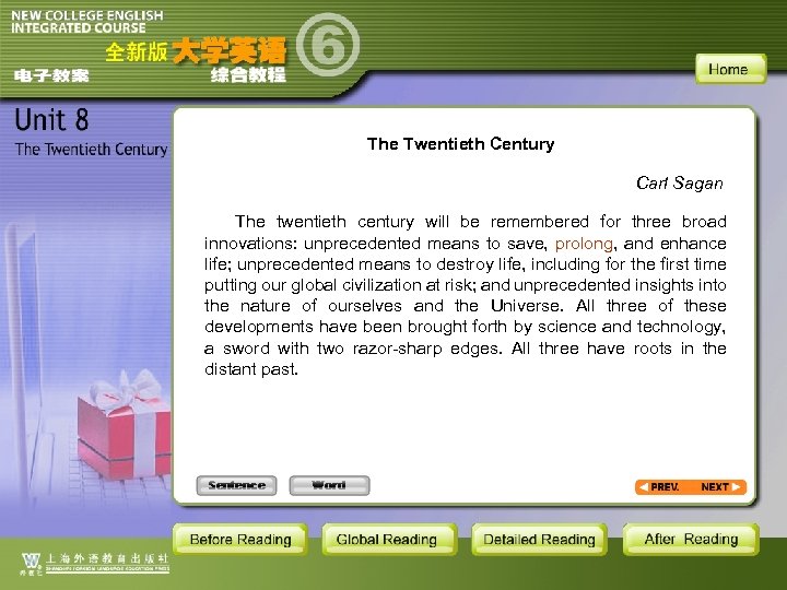 The Twentieth Century Carl Sagan The twentieth century will be remembered for three broad