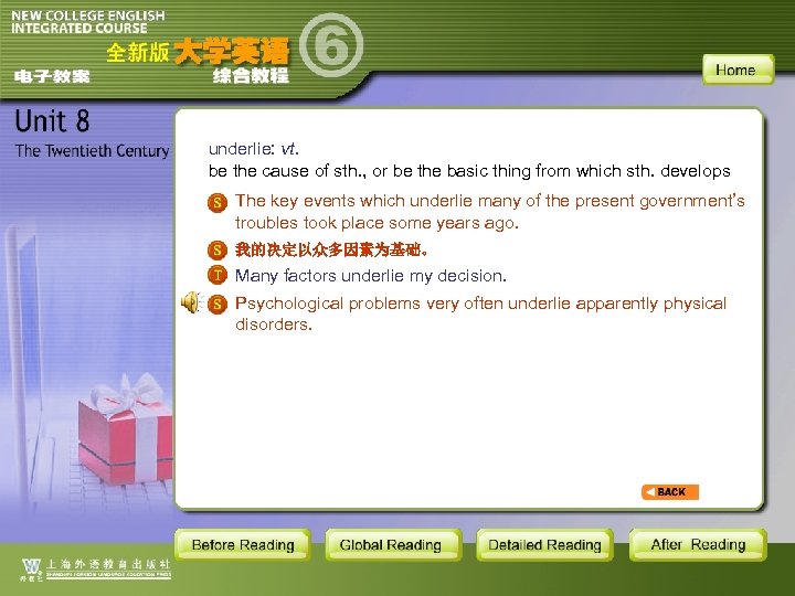 underlie: vt. be the cause of sth. , or be the basic thing from