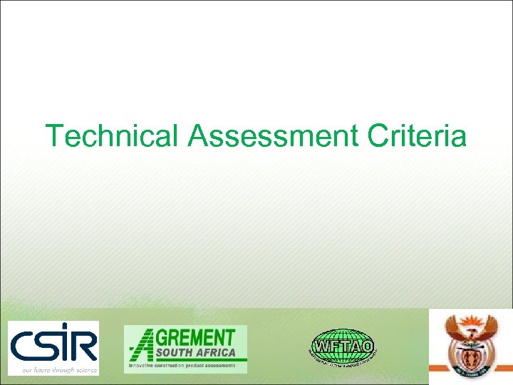 Technical Assessment Criteria 