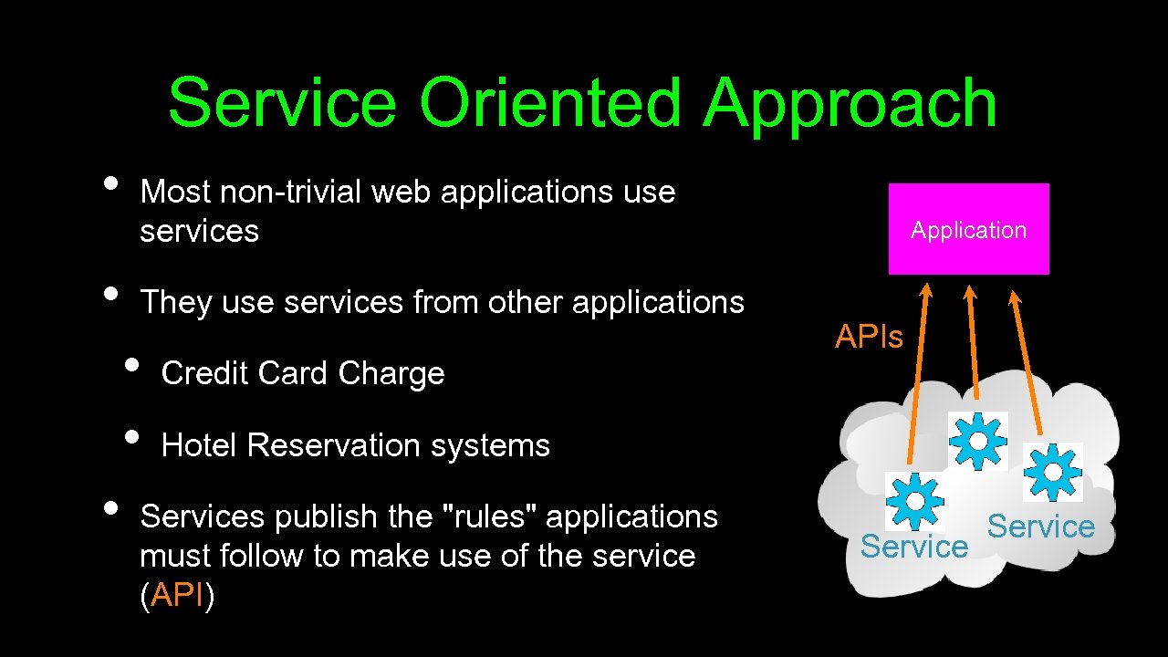 Service Oriented Approach • • Most non-trivial web applications use services They use services