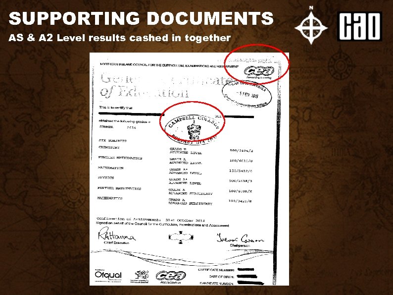 SUPPORTING DOCUMENTS AS & A 2 Level results cashed in together 