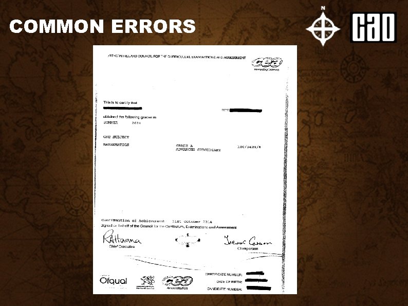 COMMON ERRORS 