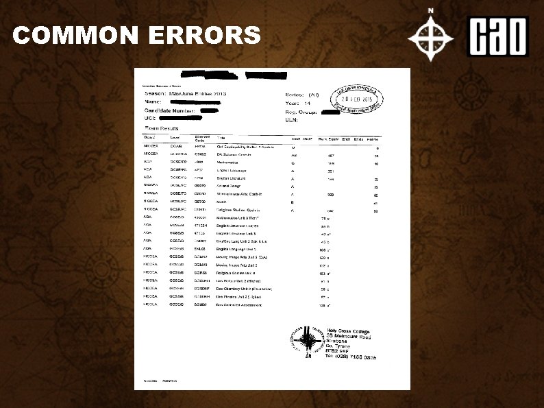 COMMON ERRORS 