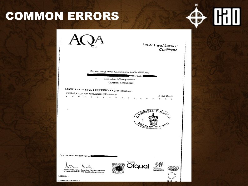 COMMON ERRORS 