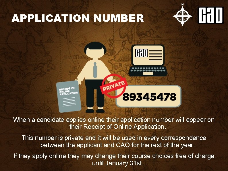 APPLICATION NUMBER When a candidate applies online their application number will appear on their