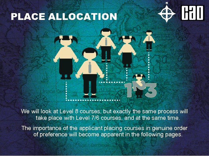 PLACE ALLOCATION We will look at Level 8 courses, but exactly the same process