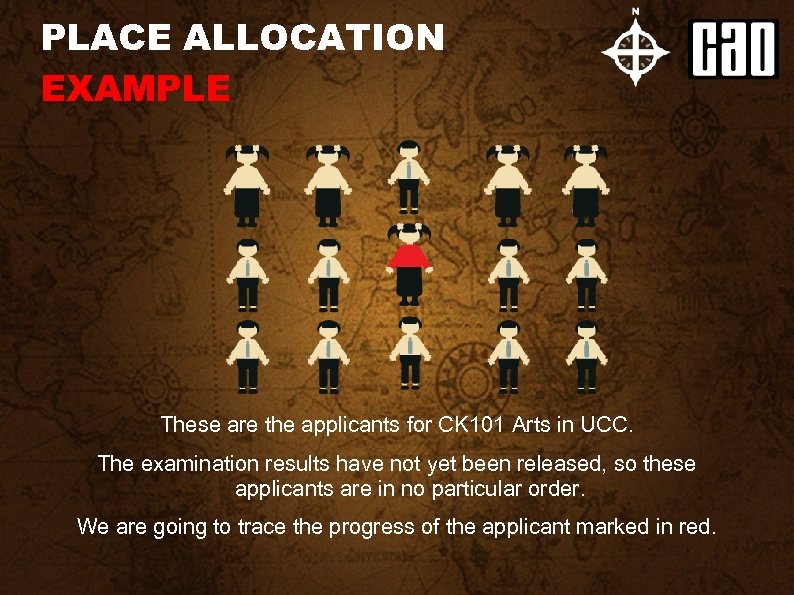 PLACE ALLOCATION EXAMPLE These are the applicants for CK 101 Arts in UCC. The