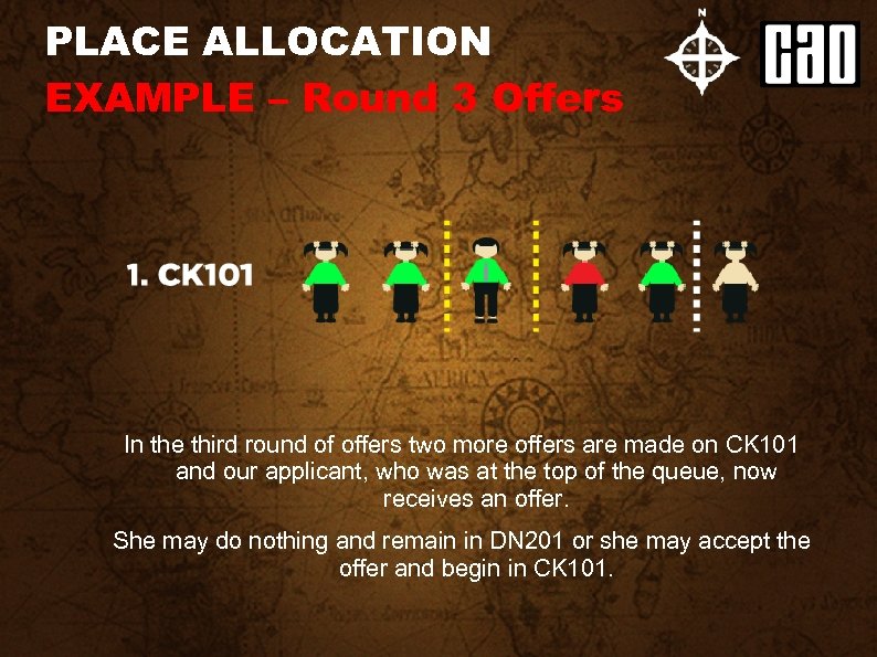 PLACE ALLOCATION EXAMPLE – Round 3 Offers In the third round of offers two