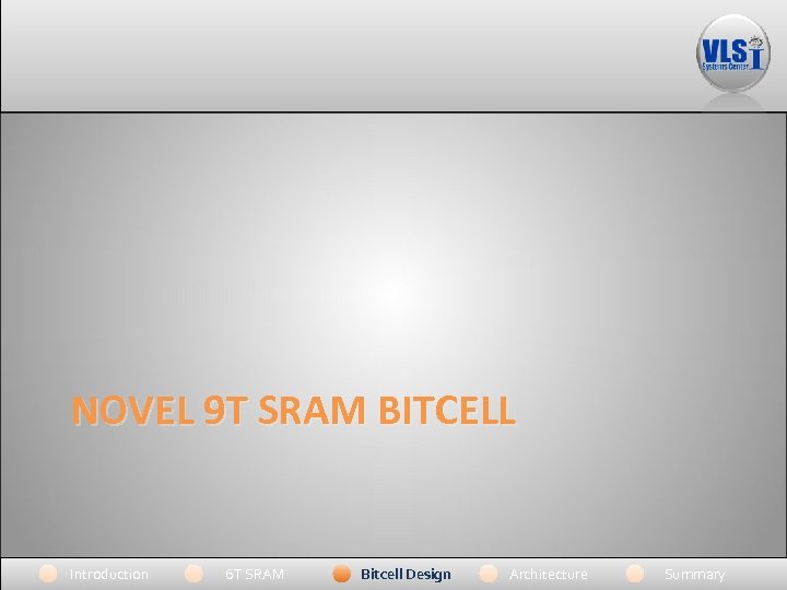 NOVEL 9 T SRAM BITCELL Introduction 6 T SRAM Bitcell Design Architecture Summary 