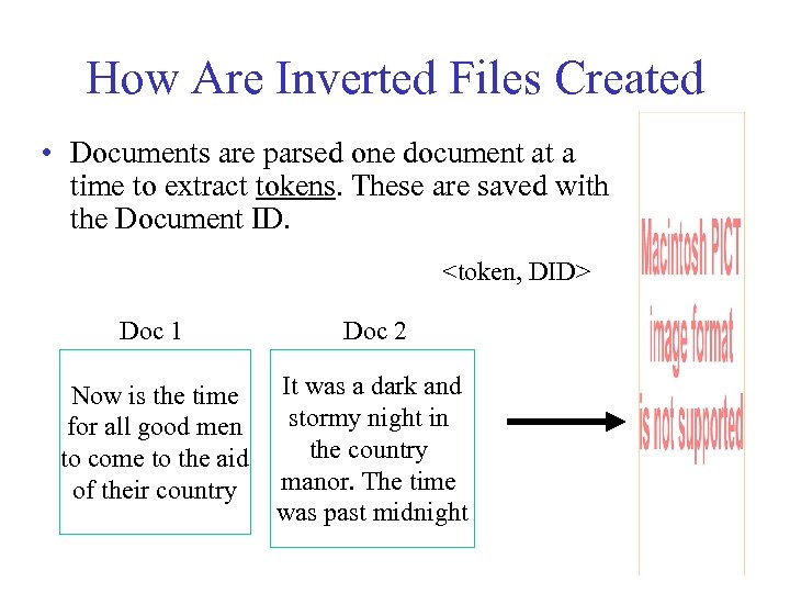 How Are Inverted Files Created • Documents are parsed one document at a time