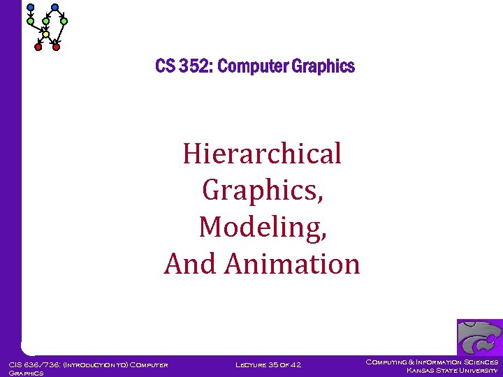CS 352: Computer Graphics Hierarchical Graphics, Modeling, And Animation CIS 636/736: (Introduction to) Computer