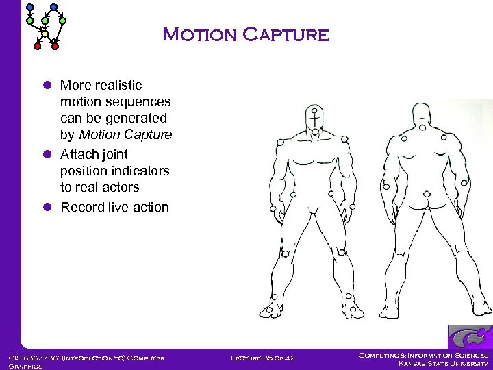 Motion Capture l More realistic motion sequences can be generated by Motion Capture l