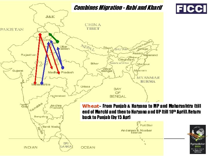 Combines Migration - Rabi and Kharif Wheat- From Punjab & Haryana to MP and