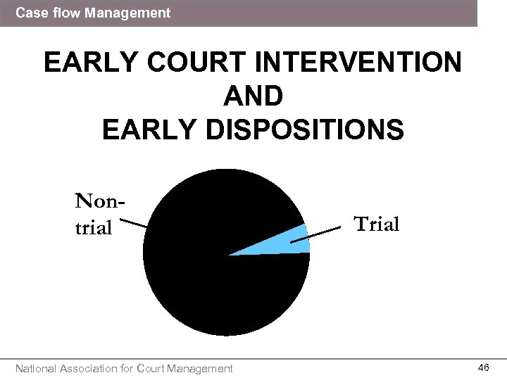 Case flow Management EARLY COURT INTERVENTION AND EARLY DISPOSITIONS Nontrial National Association for Court
