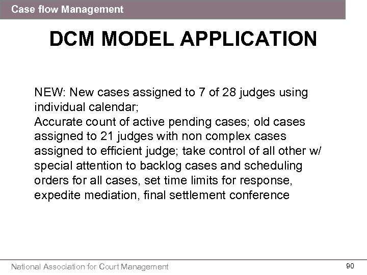 Case flow Management DCM MODEL APPLICATION NEW: New cases assigned to 7 of 28