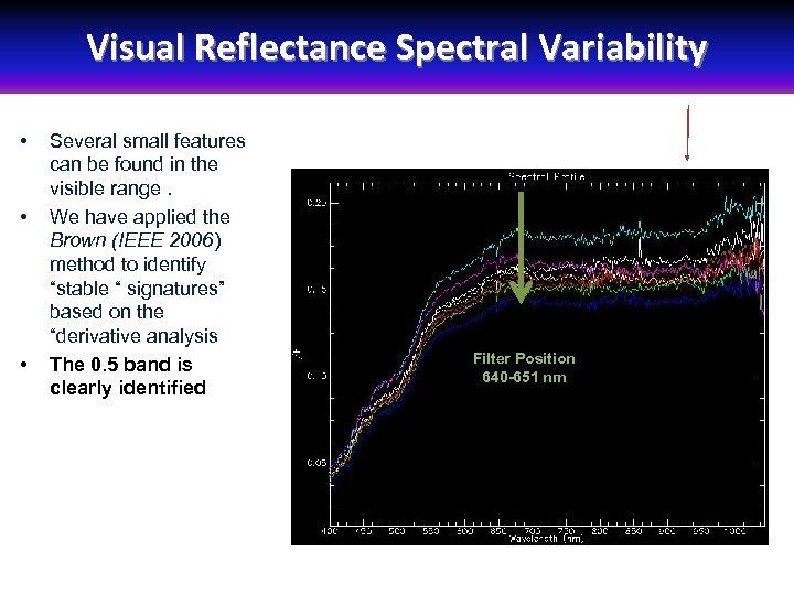 Visual Reflectance Spectral Variability • • • Several small features can be found in