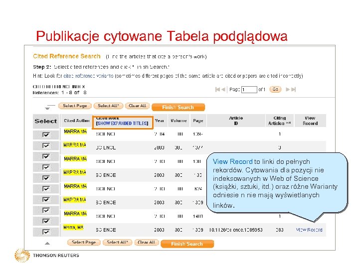 Publikacje cytowane Tabela podglądowa View Record to linki do pełnych rekordów. Cytowania dla pozycji