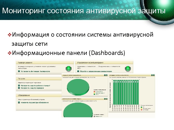 Мониторинг состояния антивирусной защиты v. Информация о состоянии системы антивирусной защиты сети v. Информационные