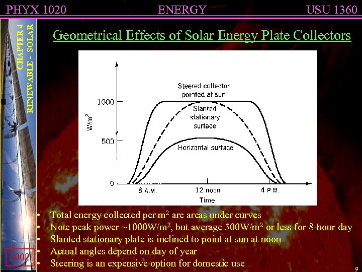 ENERGY USU 1360 CHAPTER 4 RENEWABLE - SOLAR PHYX 1020 Geometrical Effects of Solar
