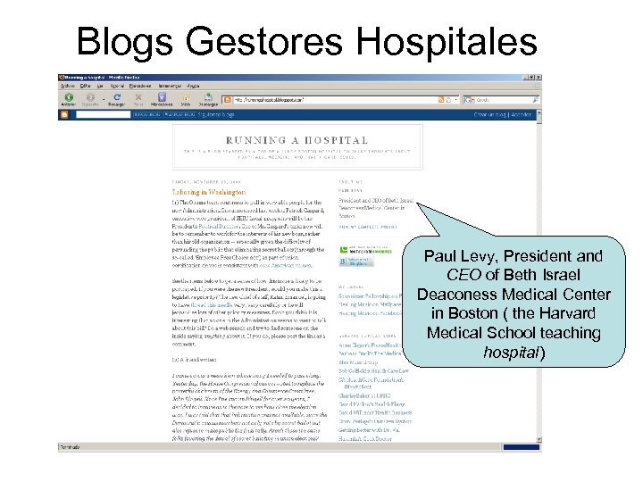 Blogs Gestores Hospitales Paul Levy, President and CEO of Beth Israel Deaconess Medical Center