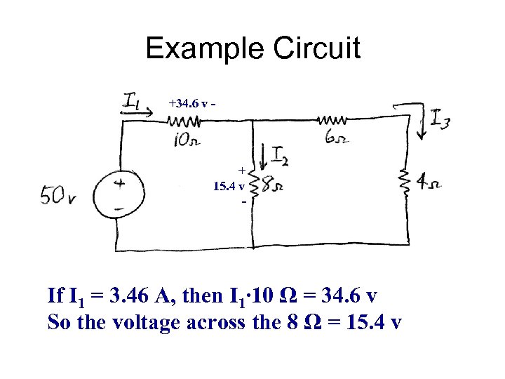 Example Circuit +34. 6 v - + 15. 4 v - If I 1