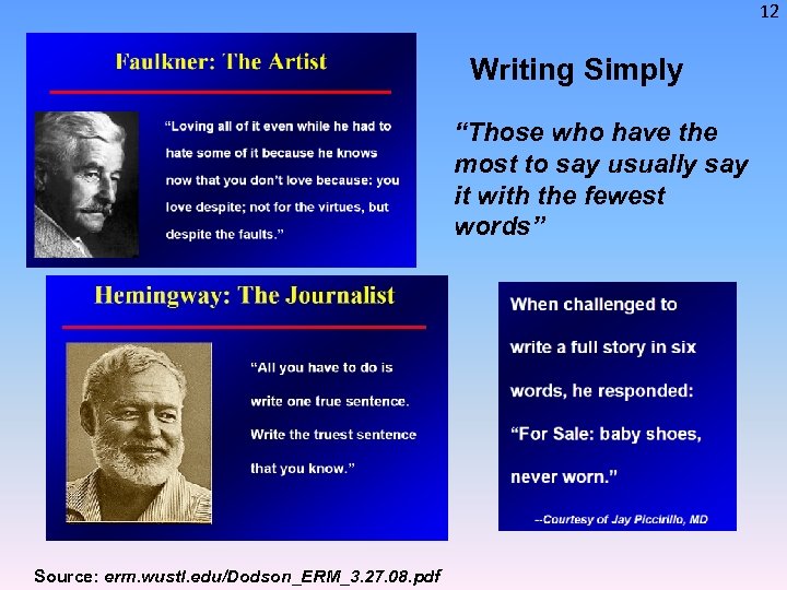 12 Writing Simply “Those who have the most to say usually say it with