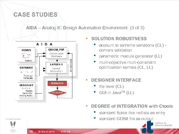 CASE STUDIES AIDA – Analog IC Design Automation Environment (3 of 3) • SOLUTION