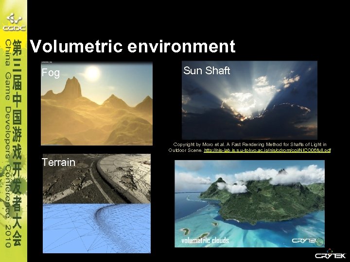 Volumetric environment Fog Sun Shaft Copyright by Moro et al. A Fast Rendering Method