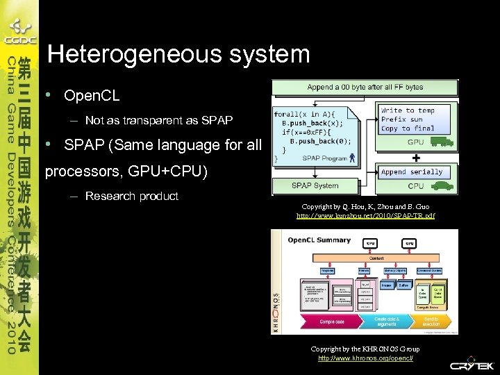 Heterogeneous system • Open. CL – Not as transparent as SPAP • SPAP (Same