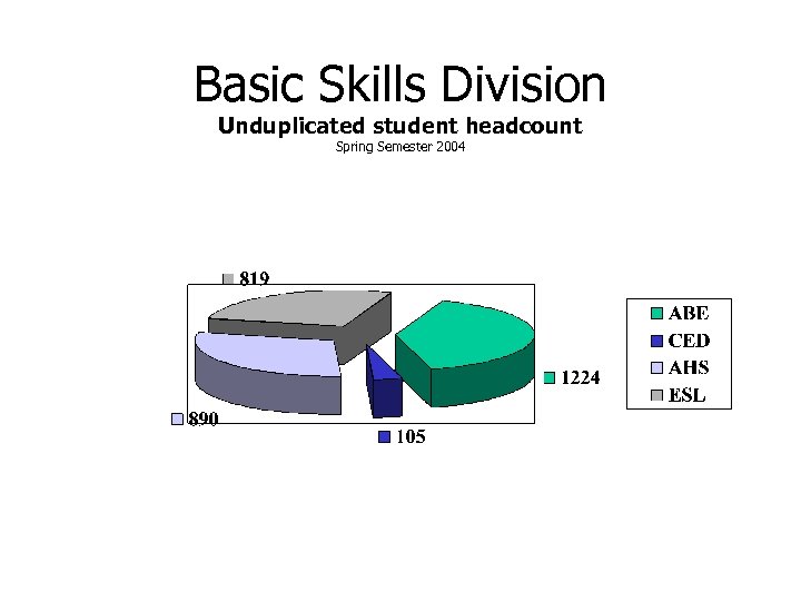 Basic Skills Division Unduplicated student headcount Spring Semester 2004 