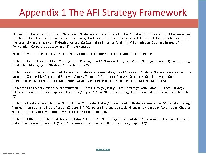 Appendix 1 The AFI Strategy Framework The important inside circle is titled 