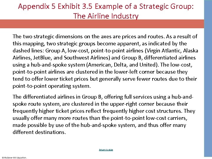 Appendix 5 Exhibit 3. 5 Example of a Strategic Group: The Airline Industry The