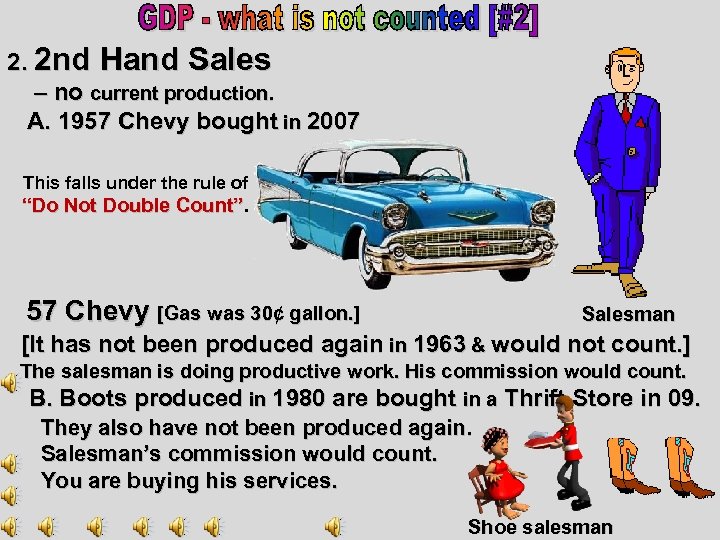 2. 2 nd Hand Sales – no current production. A. 1957 Chevy bought in