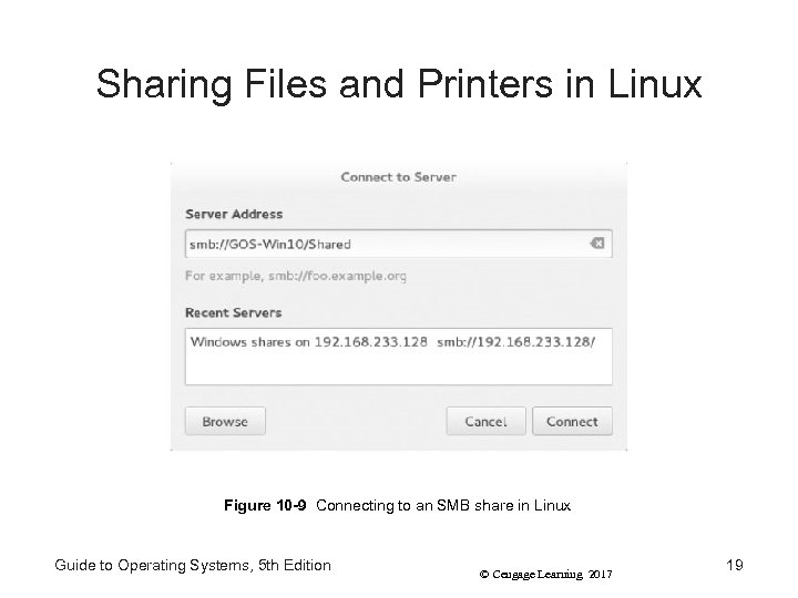 Sharing Files and Printers in Linux Figure 10 -9 Connecting to an SMB share