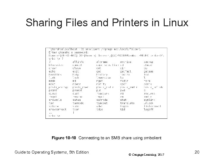 Sharing Files and Printers in Linux Figure 10 -10 Connecting to an SMB share
