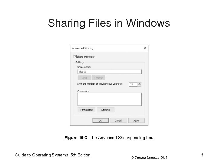 Sharing Files in Windows Figure 10 -3 The Advanced Sharing dialog box Guide to