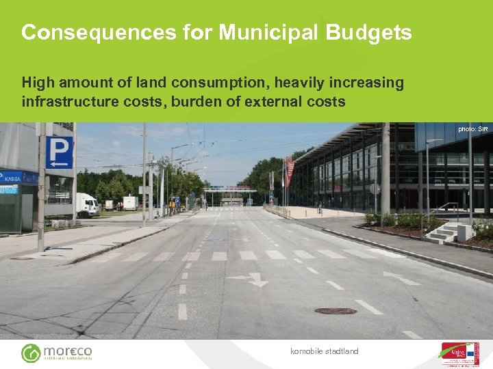 Consequences for Municipal Budgets High amount of land consumption, heavily increasing infrastructure costs, burden