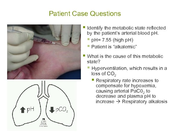 Patient Case Questions § Identify the metabolic state reflected by the patient’s arterial blood