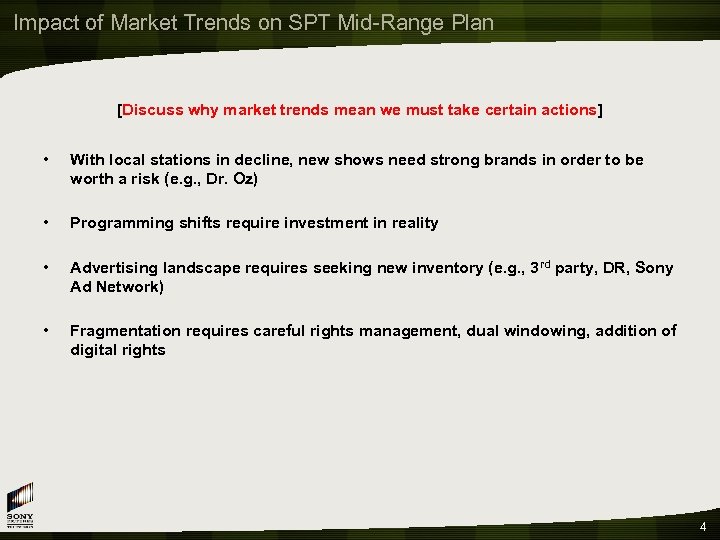 Impact of Market Trends on SPT Mid-Range Plan [Discuss why market trends mean we
