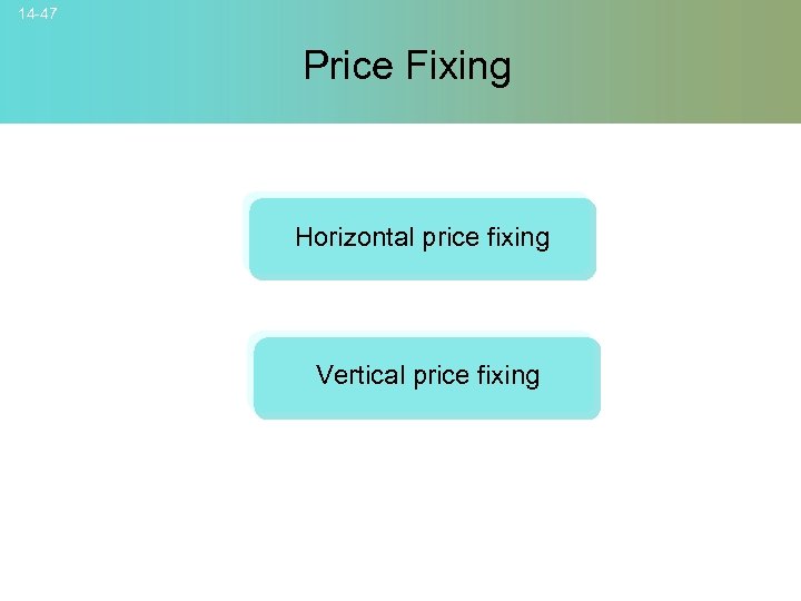 14 -47 Price Fixing Horizontal price fixing Vertical price fixing © 2007 Mc. Graw-Hill
