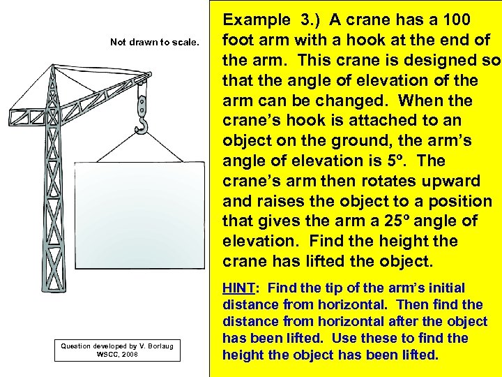 Not drawn to scale. Question developed by V. Borlaug WSCC, 2008 Example 3. )