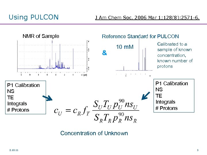 Using PULCON NMR of Sample J Am Chem Soc. 2006 Mar 1; 128(8): 2571