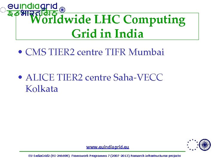 Worldwide LHC Computing Grid in India • CMS TIER 2 centre TIFR Mumbai •