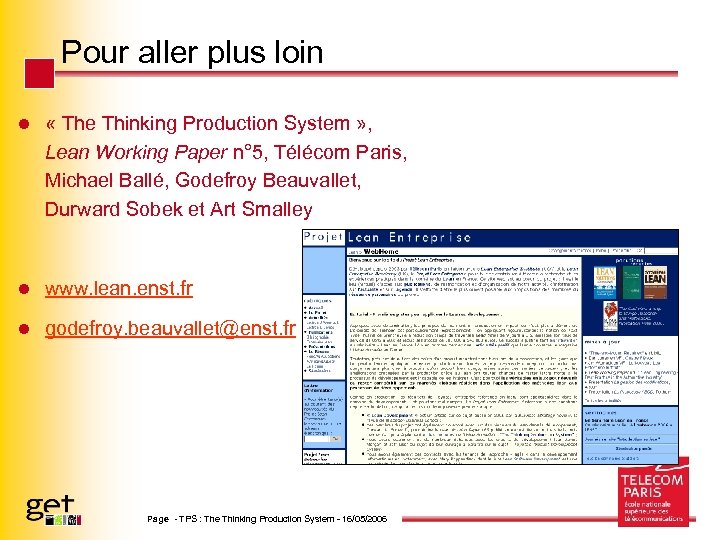 Pour aller plus loin l « The Thinking Production System » , Lean Working