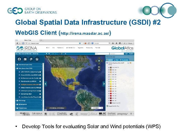 Global Spatial Data Infrastructure (GSDI) #2 Web. GIS Client (http: //irena. masdar. ac. ae/)