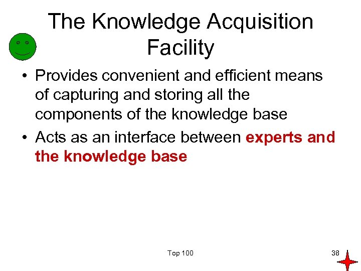 The Knowledge Acquisition Facility • Provides convenient and efficient means of capturing and storing